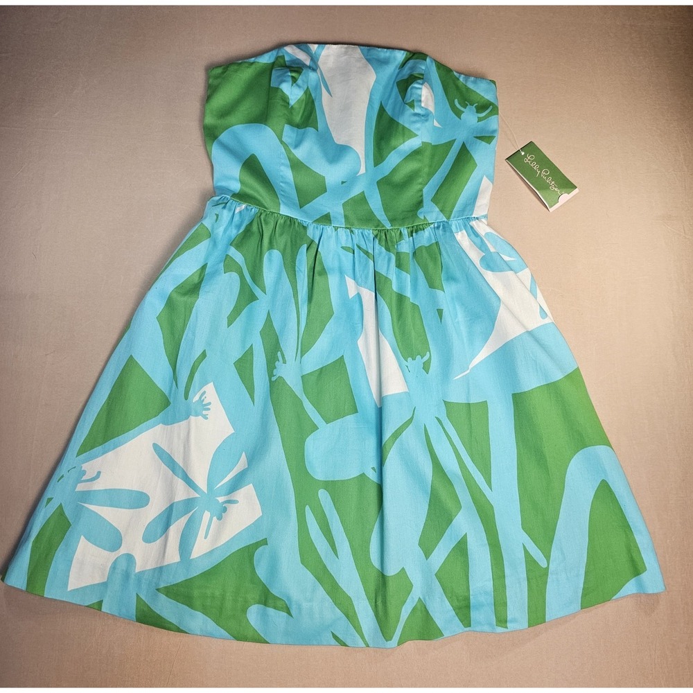 Lilly Pulitzer Lottie Dress Size 2 NWT All Lit Up Strapless Tropical Coastal